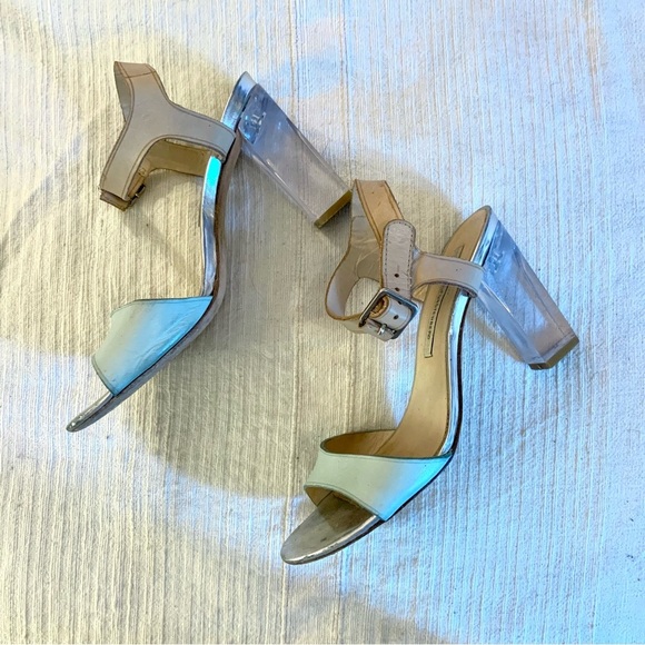 DVF leather sandals with clear lucite heel - Picture 1 of 5